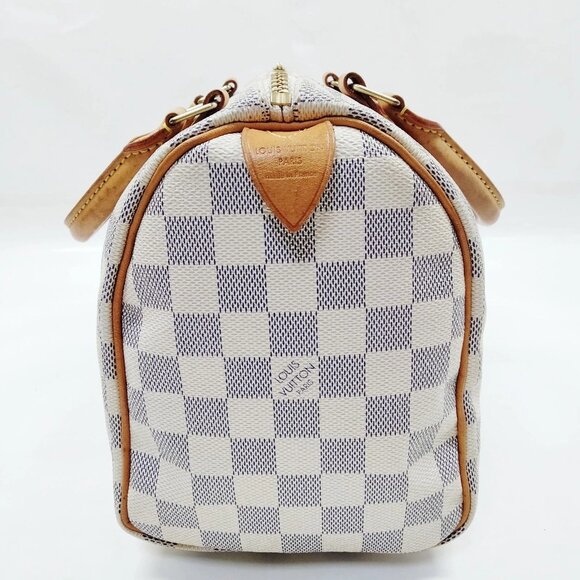 Authentic Louis Vuitton Speedy 25 White Damier Azur Hand Bag mn691-122225 - Picture 4 of 16